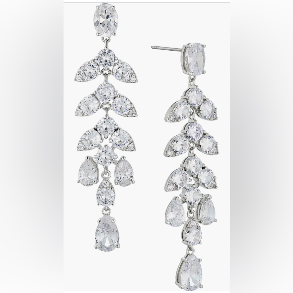 Nadri Chandelier Drop Earrings Rhodium Brand New 80